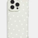 Funda antigolpes para iPhone con diseño de corazones pequeños blancos